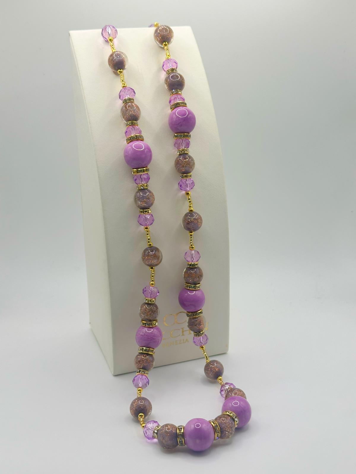 Collana lunga Melissa con perle in vetro di Murano
